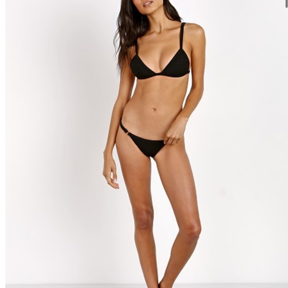 Beach Riot stone cold fox Kyla black triangle string bikini top & bottom large - Picture 1 of 8